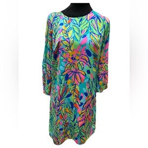 Lilly Pulitzer “Carol shift” dress‎ ladies size 6 Multi hot spot 3/4 sleeve zip